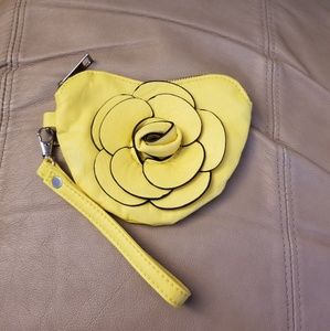 Yellow Heart Shaped Wristlet with Flower